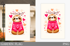 Valentines Sloth Garden Flag. Valentines Garden Flag Design Product Image 1