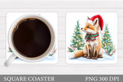 Christmas Fox Coaster. Christmas Coaster Sublimation Product Image 1