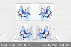 Butterflies Mug Sublimation. Butterfly Mug Design Product Image 1