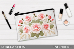 Roses Makeup Bag Sublimation. Floral Makeup Bag Design Product Image 1