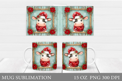 Christmas Cow Mug Design. Christmas Mug Sublimation Product Image 1