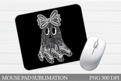Cute Ghost Mouse Pad Design. Halloween Mouse Pad Sublimation Product Image 1