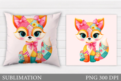 Cute Fox Pillow Design. Fox Sublimation Product Image 1