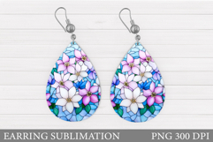 Flowers Earring Design. Floral Earring Sublimation Product Image 1