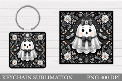 Halloween Ghost Keychain. Halloween Keychain Sublimation Product Image 1