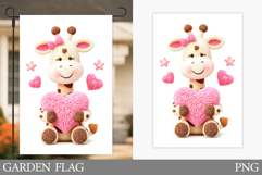 Valentines Giraffe Garden Flag. Valentines Garden Flag Product Image 1