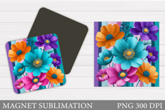 Flowers Magnet Design. Floral Magnet Sublimation Product Image 1