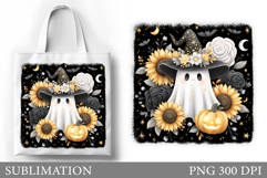 Cute Ghost Tote Bag Design. Cute Halloween Sublimation Product Image 1