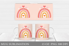 Valentines Rainbow Mug Design. Valentines Mug Sublimation Product Image 1