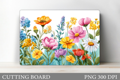 Wildflowers Cutting Board. Flowers Cutting Board Sublimation Product Image 1