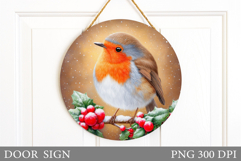 Christmas Bird Door Sign. Christmas Door Sign Sublimation Product Image 1