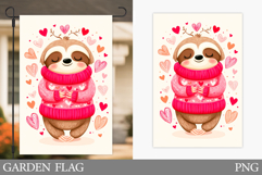 Valentines Sloth Garden Flag. Valentines Garden Flag Design Product Image 1