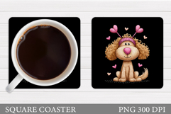 Valentines Dog Coaster. Valentines Dog Coaster Design Product Image 1