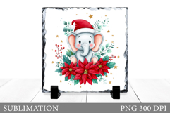 Cute Elephant Sublimation. Christmas Elephant Slate Design Product Image 1