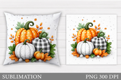Fall Pumpkin Pillow Design. Fall Pillow Sublimation Product Image 1