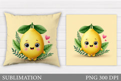Cute Lemon Pillow Design. Cute Lemon Sublimation Product Image 1
