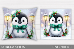 Christmas Penguin Pillow. Christmas Pillow Design Product Image 1