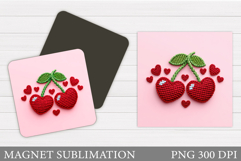 Cherry Magnet Design. Berries Magnet Sublimation Product Image 1