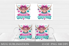 Christmas Cow Mug Design. Christmas Mug Sublimation Product Image 1