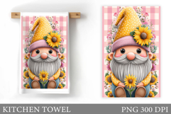 Cute Gnome Kitchen Towel Design. Cute Gnome Sublimation Product Image 1