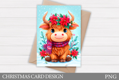 Christmas Cow Card Printable. Christmas Card Design Product Image 1