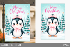 Penguin Garden Flag. Christmas Garden Flag Sublimation Product Image 1