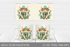 Christmas Cow Mug Design. Christmas Mug Sublimation Product Image 1