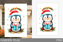Penguin Garden Flag. Christmas Garden Flag Sublimation Product Image 1