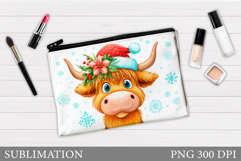 Christmas Cow Cosmetics Bag. Christmas Makeup Bag Design Product Image 1