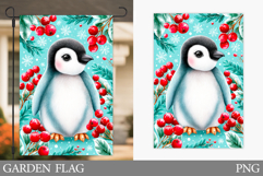 Penguin Garden Flag. Christmas Garden Flag Sublimation Product Image 1