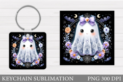 Halloween Keychain Sublimation. Ghost Keychain Design Product Image 1
