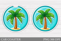 Palm Tree Car Coaster Design. Palm Tree Sublimation Product Image 1