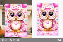 Valentines Owl Garden Flag. Valentines Garden Flag Design Product Image 1