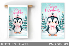Christmas Penguin Kitchen Towel. Christmas Kitchen Towel Product Image 1