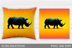 Rhinoceros Pillow Design. Rhinoceros Sublimation Product Image 1