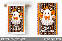 Ghost Kitchen Towel Design. Halloween Pumpkin Towel Product Image 1