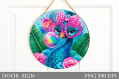 Peacock Door Sign Design. Summer Door Sign Sublimation Product Image 1