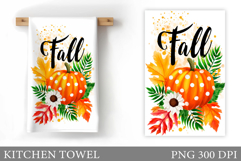 Fall Pumpkin Kitchen Towel. Fall Kitchen Towel Sublimation Product Image 1
