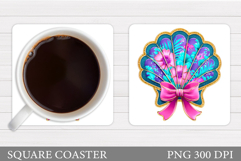 Seashell Coaster Sublimation. Sea Coaster Design Product Image 1