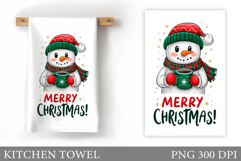 Snowman Kitchen Towel Design. Christmas Kitchen Towel Product Image 1
