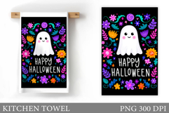 Cute Ghost Kitchen Towel. Cute Halloween Kitchen Towel Product Image 1