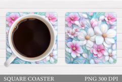 Floral Coaster Design. Flowers Coaster Sublimation Product Image 1
