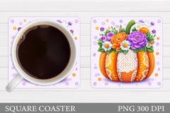 Fall Pumpkin Coaster. Fall Coaster Sublimation Product Image 1
