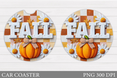 Fall Car Coaster Design. Pumpkin Car Coaster Sublimation Product Image 1