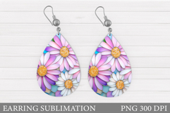 Flowers Earring Sublimation. Daisy Flowers Earring Design Product Image 1