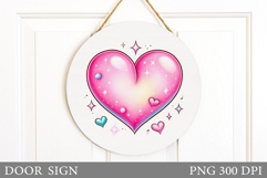 Heart Door Sign Sublimation. Valentines Door Sign Design Product Image 1