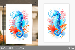 Seahorse Garden Flag Design. Sea Garden Flag Sublimation Product Image 1