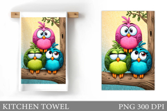 Funny Bird Kitchen Towel Design. Cute Bird Sublimation Product Image 1