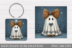 Halloween Keychain Sublimation. Ghost Keychain Design Product Image 1