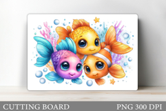Cute Fish Cutting Board Design. Cute Fish Sublimation Product Image 1